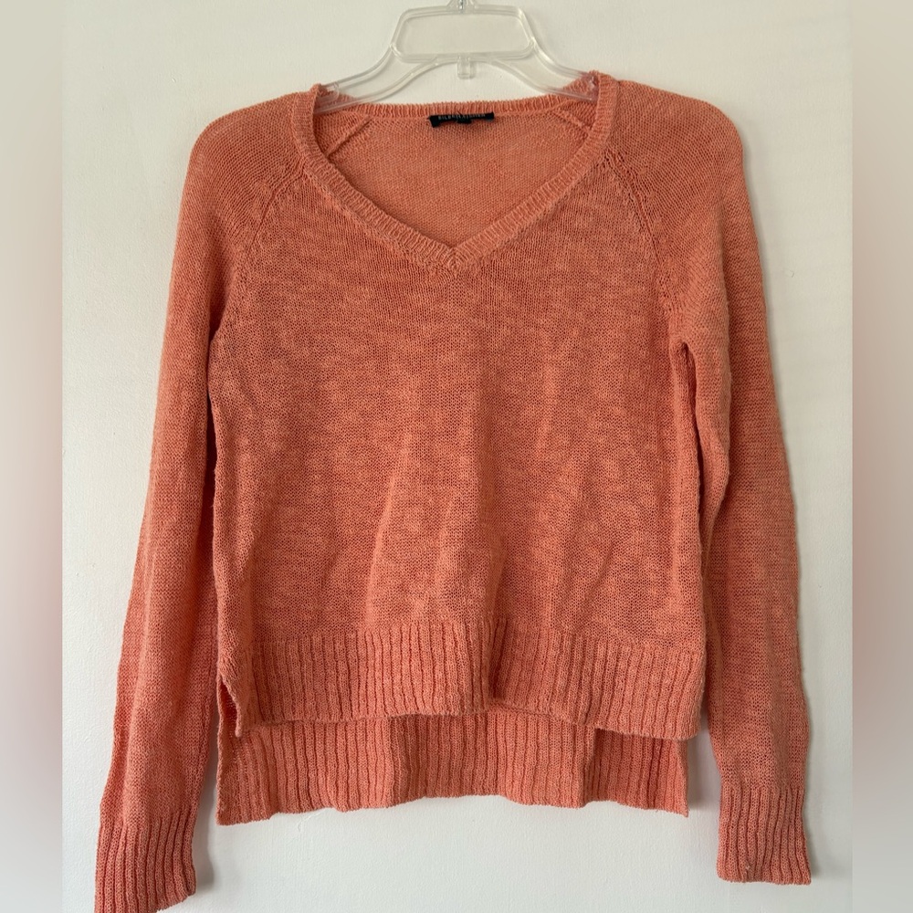 Eileen Fisher V-Neck linen blend high low Sweater - Coral size PP